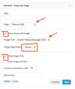 Featured Page Settings for Antler & Rose Footer