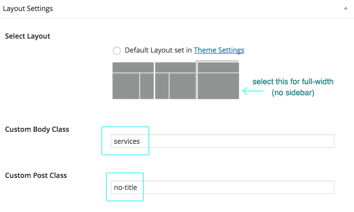 services page settings